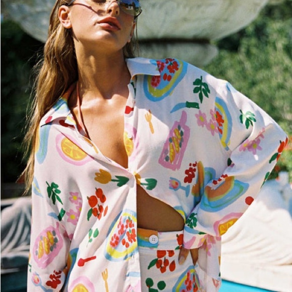 Princess Polly Fruit Pattern Luncheon Shirt and Short Set